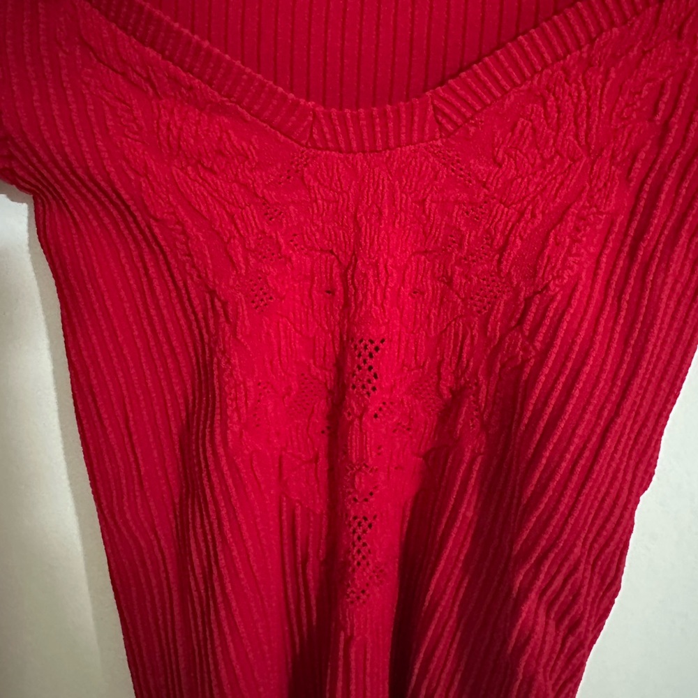 Free People Red Ribbed Top - Picture 4 of 4